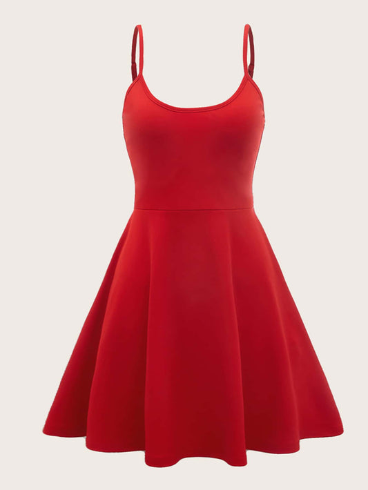 Red linen summer dress