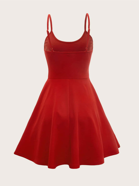 Red linen summer dress